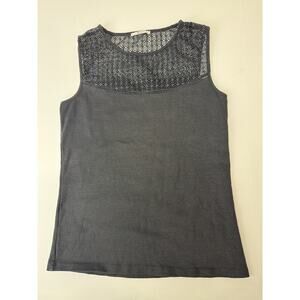 TU Woman Black Lace Yoke Sleeveless Top Romanitc Gothic Whimsigoth Tank Size 14